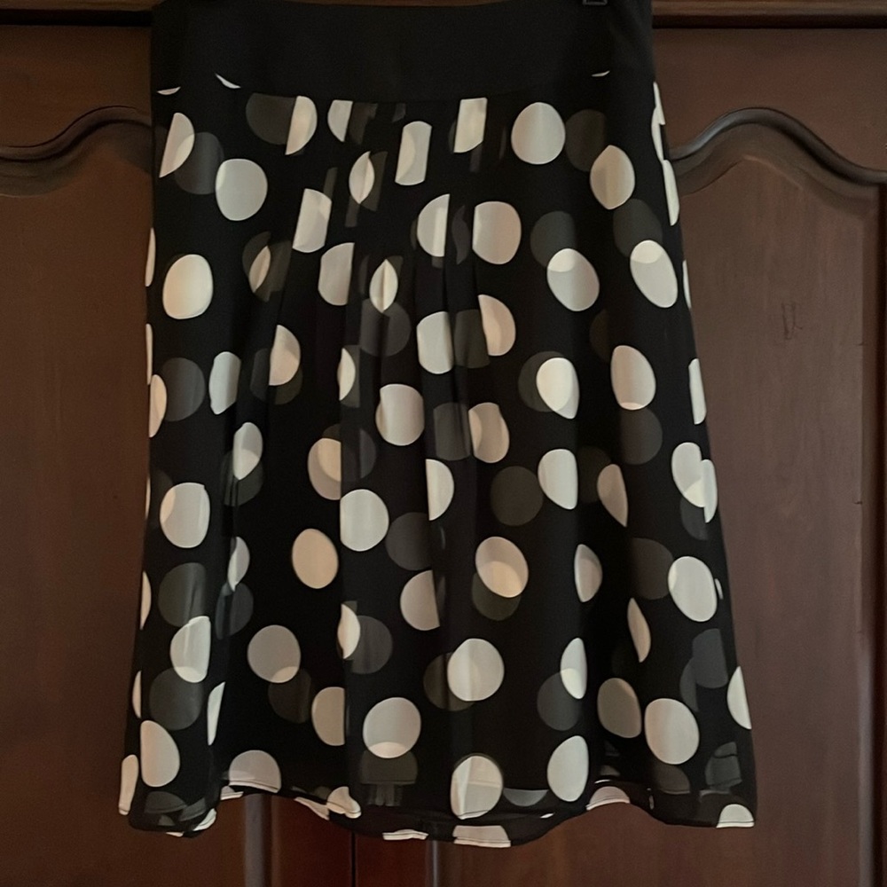 Ann Taylor Black and White Polka Dot A-Line Skirt